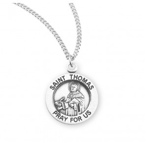 Sterling Silver Med Rd St Thomas Medal  18" Ch-Bxd