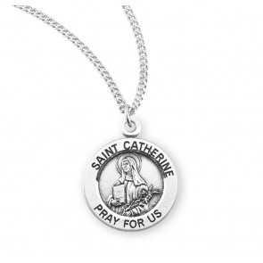 Saint Catherine Round Sterling Silver Medal 