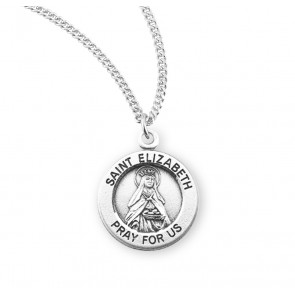 Sterling Silver Med Rd St Elizabeth- 18" Ch-Bxd