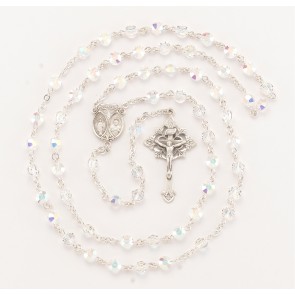 Aurora Semi Flat Finest Austrian Crystal Sterling Silver Rosary