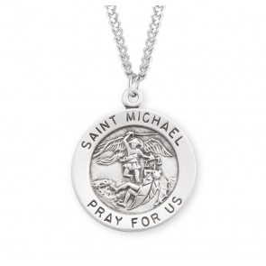 Saint Michael the Archangel Round Sterling Silver Medal 