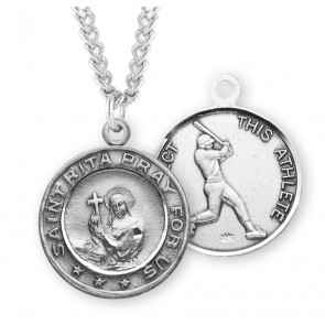 Saint Rita Sterling Silver Baseball Medal 