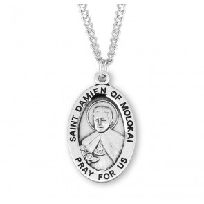 Sterling  Oval St. Damien of Molokai *20" Ch-Bxd