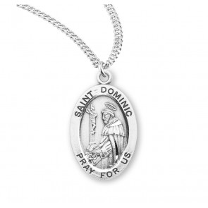 Patron Saint Dominic Oval Sterling Silver Medal