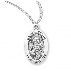 Patron Saint Kevin Oval Sterling Silver Medal 