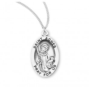 Sterling Oval St Agnes-*18" Ch-Bxd
