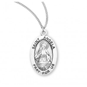 Patron Saint  Angela Oval Sterling Silver Medal