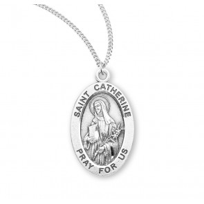 Patron Saint Catherine of Siena Oval Sterling Silver Medal 
