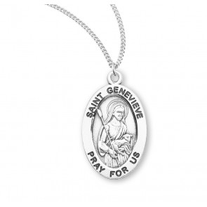 Patron Saint Genevieve Oval Sterling Silver Medal 