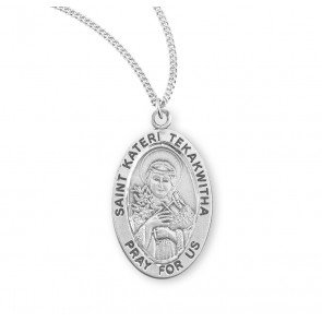 Sterling Oval St. Kateri Tekakwitha-*18" Ch-Bxd