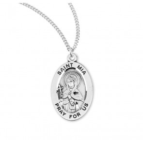 Sterling Silver Oval St. Mia-*18" Ch-Bxd