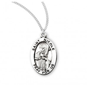 Patron Saint Nicole Oval Sterling Silver Medal