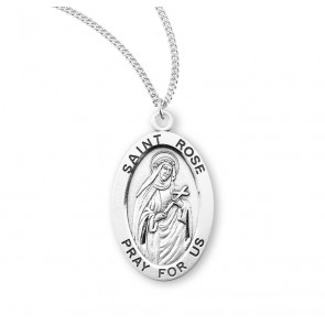Sterling Silver Oval St Rose-*18" Ch-Bxd