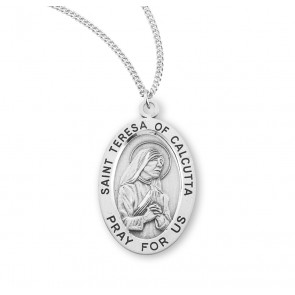 Sterling Silver Oval St. Teresa of Calcutta-*18" Ch-Bxd