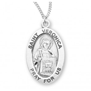 Sterling Silver Oval St. Veronica-*18" Ch-Bxd