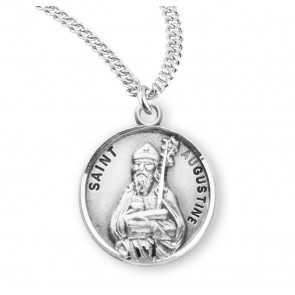 Patron Saint Augustine Round Sterling Silver Medal