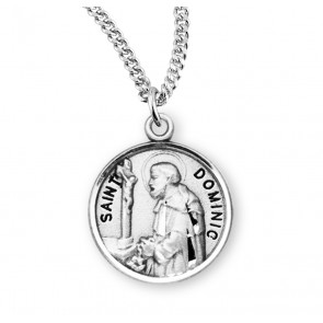 Patron Saint Dominic Round Sterling Silver Medal