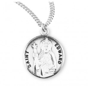 Patron Saint Edward Round Sterling Silver Medal 