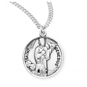 Sterling Silver Round St. Genesius-*20" Ch-Bxd