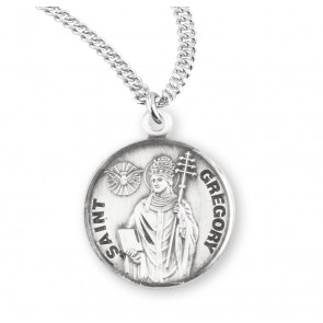 Patron Saint Gregory Round Sterling Silver Medal