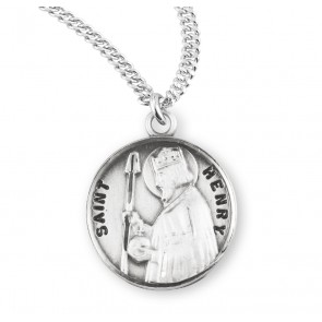 Saint Henry Round Sterling Silver Medal