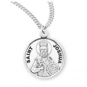Sterling Silver Round St Joshua-*20" Ch-Bxd