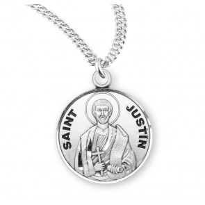 Sterling Silver Round St Justin-*20" Ch-Bxd