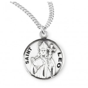 Sterling Silver Round St Leo-*20" Ch-Bxd