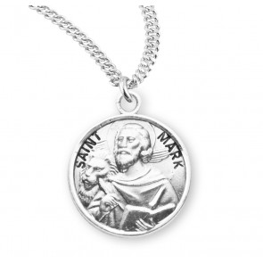 Patron Saint Mark Round Sterling Silver Medal