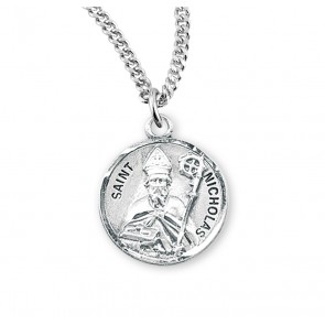 Sterling Silver Round St Nicholas-*20" Ch-Bxd