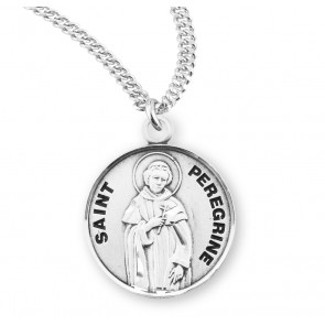 Saint Peregrine Round Sterling Silver Medal 