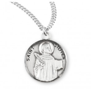 Sterling Silver Round St Stephen-*20" Ch-Bxd