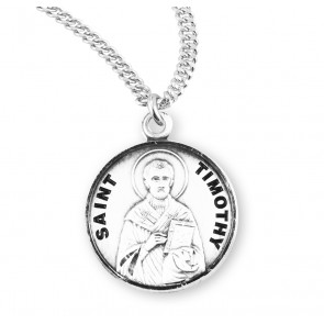 Sterling Silver Round St. Timothy -*20" Ch-Bxd