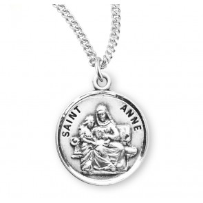 Sterling Silver Round St Anne-*18" Ch-Bxd