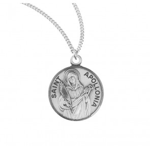 Sterling Silver Round St Apollonia-*18" Ch-Bxd