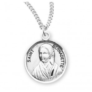 Patron Saint Bernadette Round Sterling Silver Medal