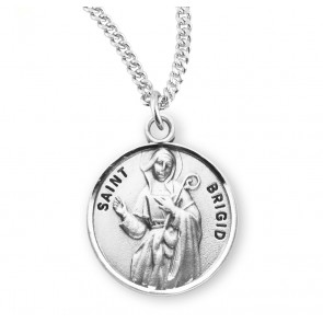 Sterling Silver Round St Brigid -*18" Ch-Bxd