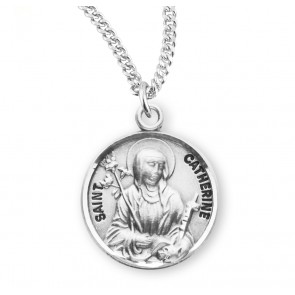 Patron Saint Catherine Round Sterling Silver Medal