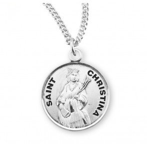 Sterling Silver Round St Christina-*18" Ch-Bxd