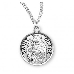 Sterling Silver Round St Clare-*18" Ch-Bxd