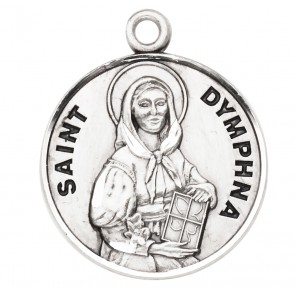 Sterling Silver Round St Dymphna-*18" Ch-Bxd