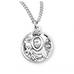 Patron Saint Emily Round Sterling Silver Medal 