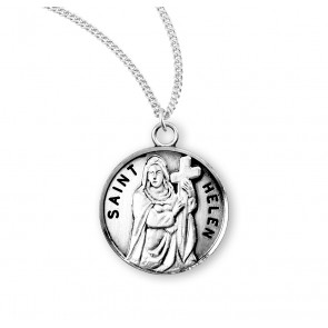 Patron Saint Helen Round Sterling Silver Medal