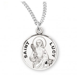 Sterling Silver Round St Lucy-*18" Ch-Bxd