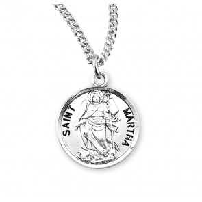 Sterling Silver Round St Martha-18" Ch-Bxd