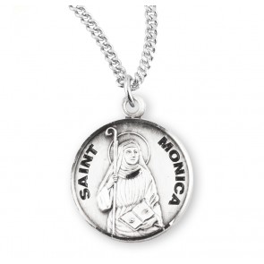 Patron Saint Monica Round Sterling Silver Medal