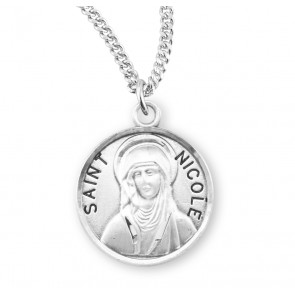 Patron Saint Nicole Round Sterling Silver Medal 