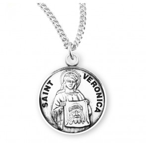 Sterling Silver Round St. Veronica-*18" Ch-Bxd