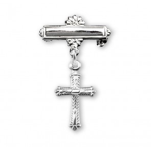 Sterling Silver Detailed Baby Cross Pin