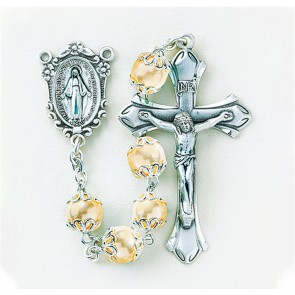 Light Rose Imitation Pearl Double Capped Rosary